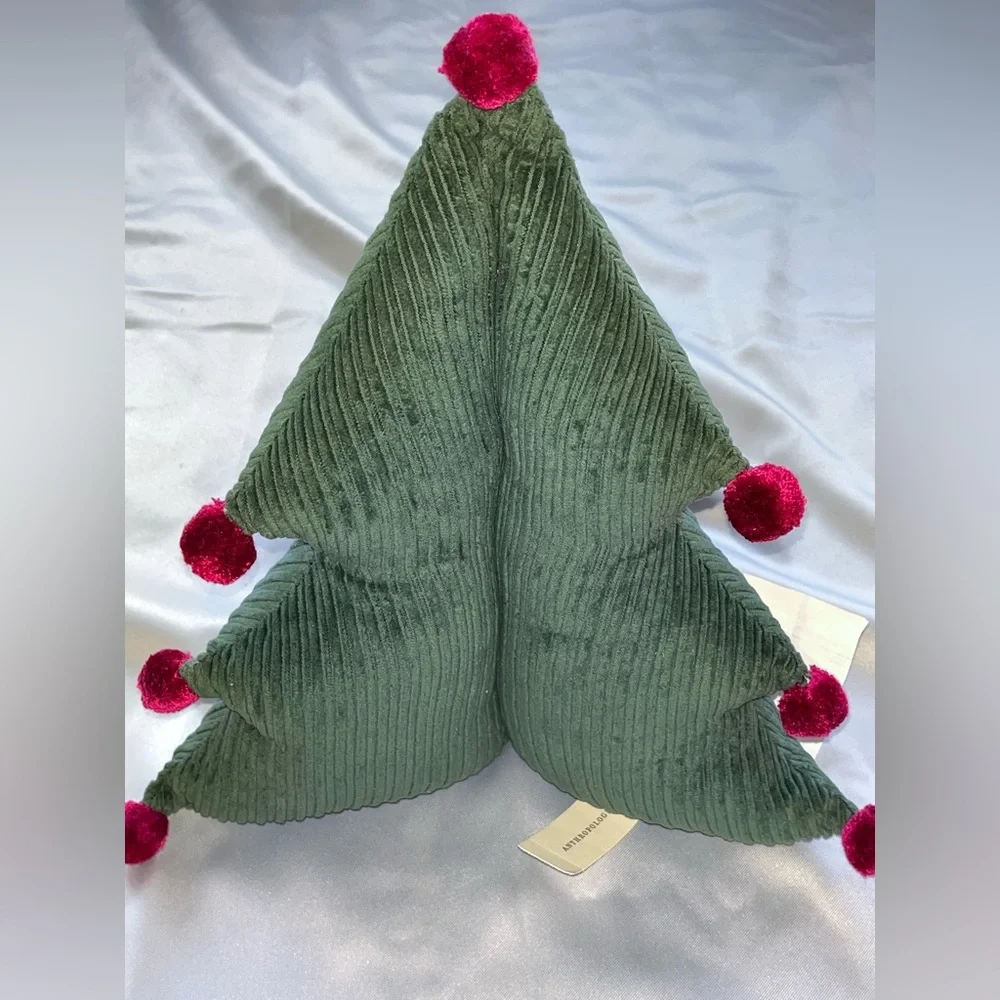 Anthropologie Aldea Corduroy Pom Pom Shaped Tree Pillow